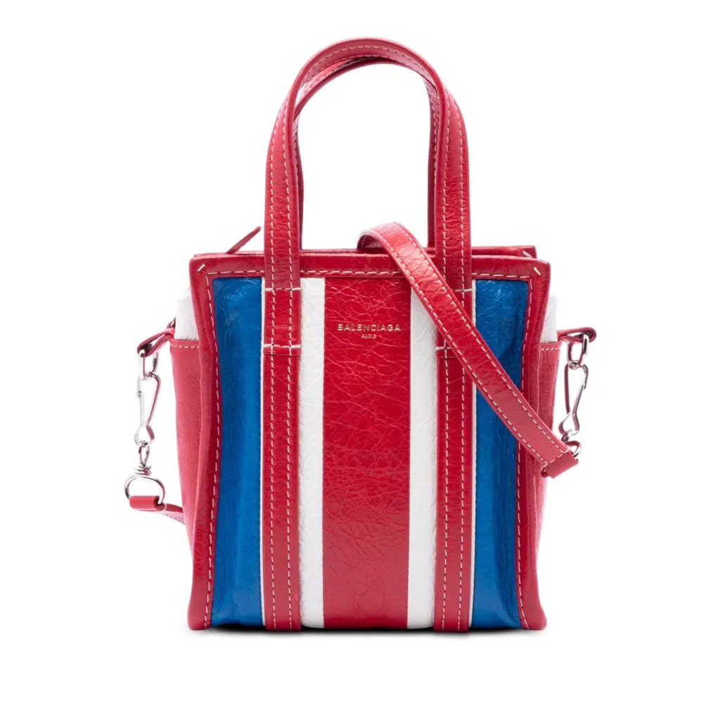 Balenciaga Lambskin Bazar Shopper Satchel XXS Red Leather Good - Front View
