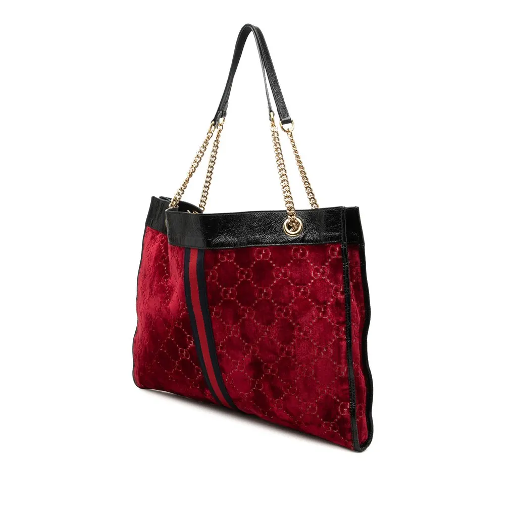 Gucci Large GG Velvet Web Rajah Tote Red Velvet Good - Back View