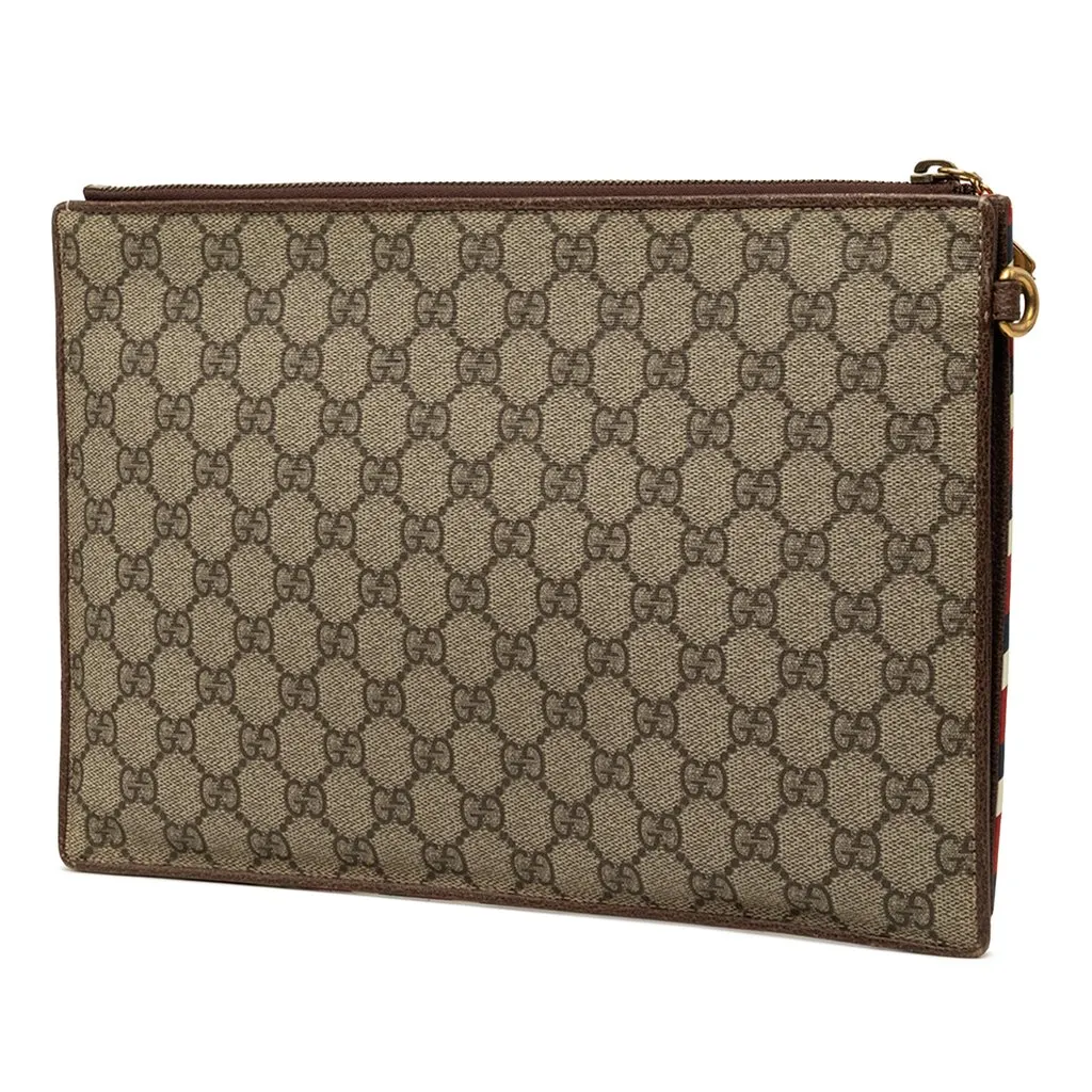 Gucci GG Supreme Courrier Clutch Beige Canvas Very good - Back View