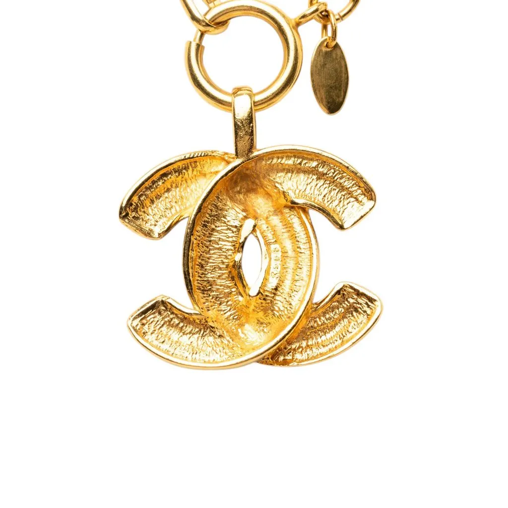 Chanel CC Gold Plated Quilted Pendant Necklace Gold Metal Very good - Inside View