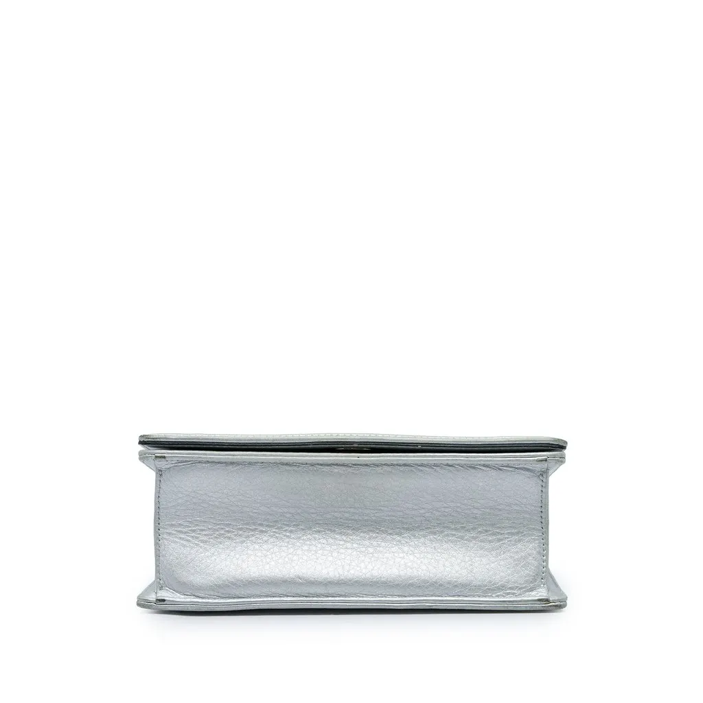 Dior Small Metallic Grained Calfskin Diorama Flap Silver Leather Good - Inside View