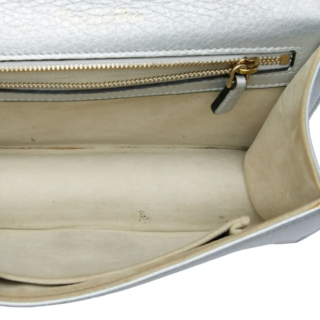 Dior Small Metallic Grained Calfskin Diorama Flap Silver Leather Good - Model View