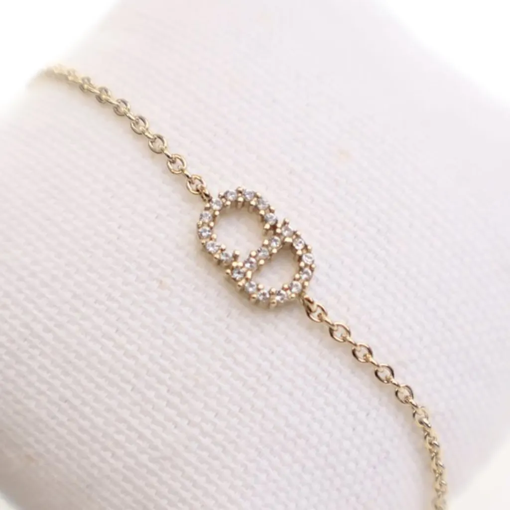 Dior Gold Plated Crystal Petit CD Bracelet Gold Metal Very good - Back View