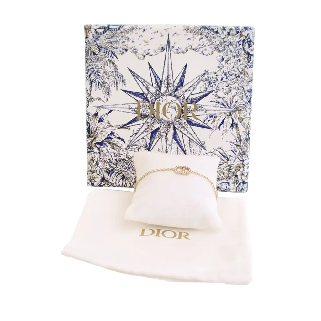 Dior Gold Plated Crystal Petit CD Bracelet Gold Metal Very good - Model View