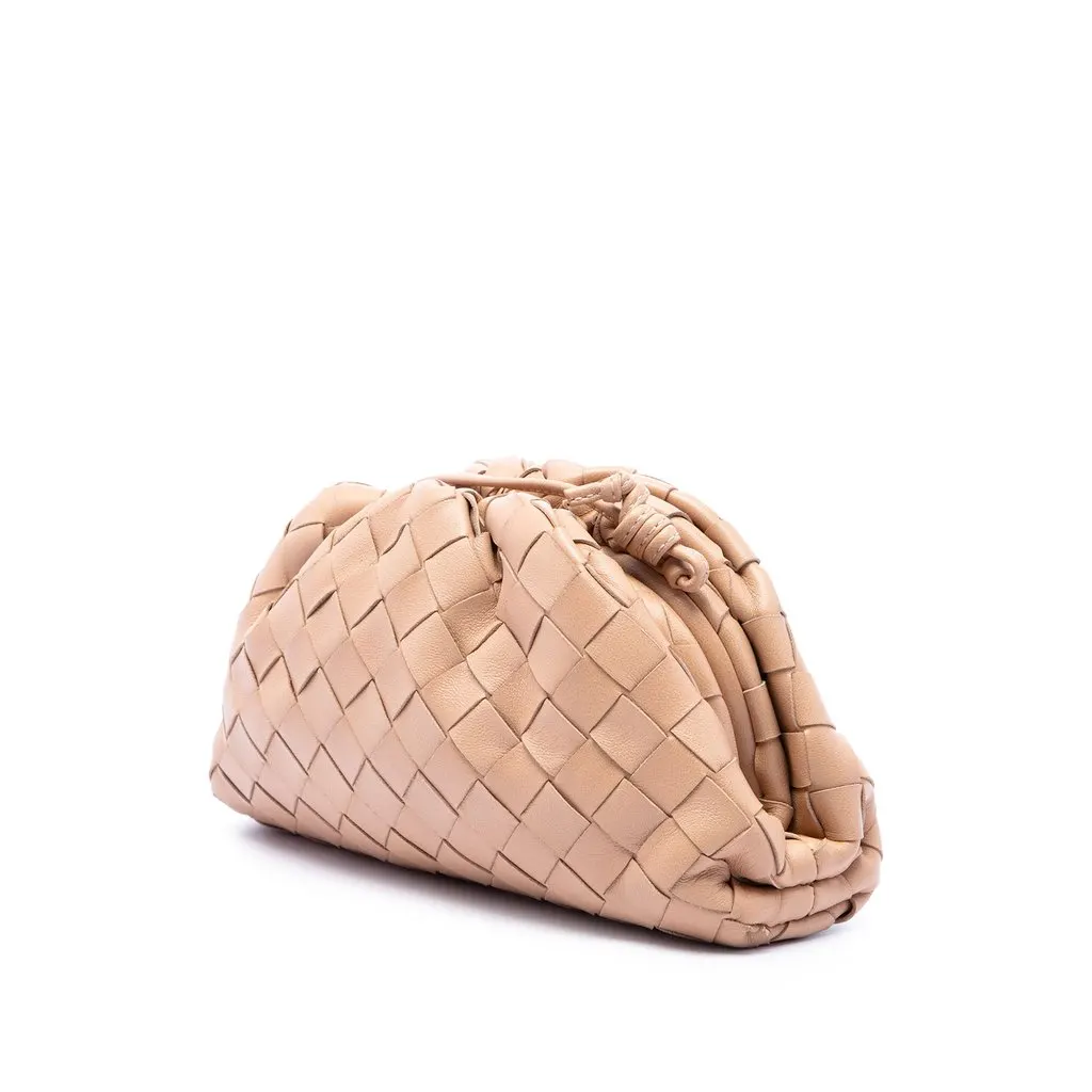 Bottega Veneta Nappa Intrecciato The Mini Pouch Crossbody Brown Leather Very good - Back View