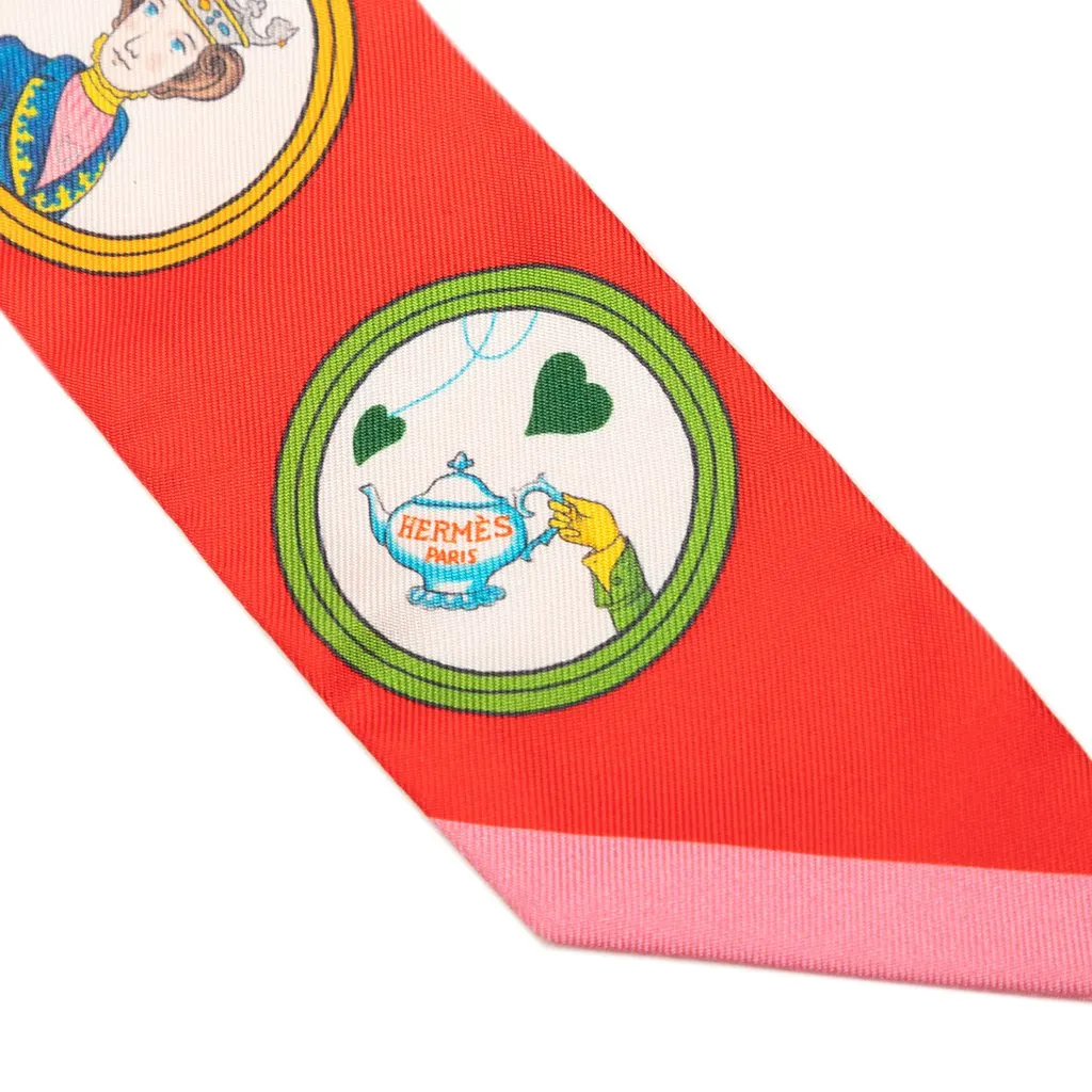 Hermès Tea Time Twilly Silk Scarf Red Silk Good - Inside View