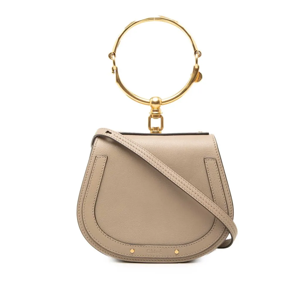 Chloé Small Leather Nile Bracelet Satchel Beige Leather Good - Front View