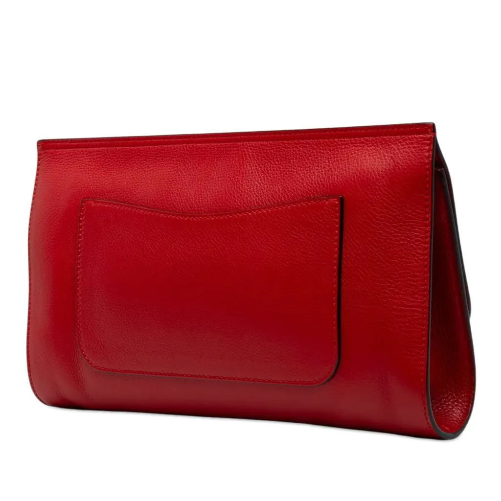 Gucci Calfskin Bamboo Daily Clutch Red Leather Good - Back View