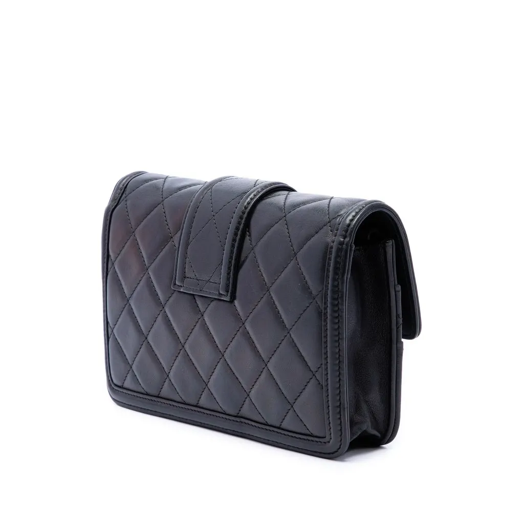 Chanel Small Quilted Lambskin Elegant CC Flap Wallet on Chain Black Leather Very good - Back View