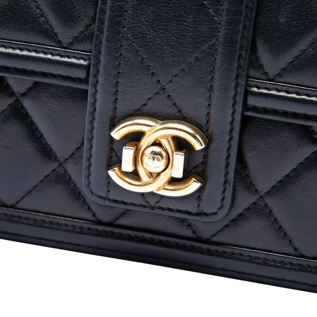 Chanel Small Quilted Lambskin Elegant CC Flap Wallet on Chain Black Leather Very good - Box View