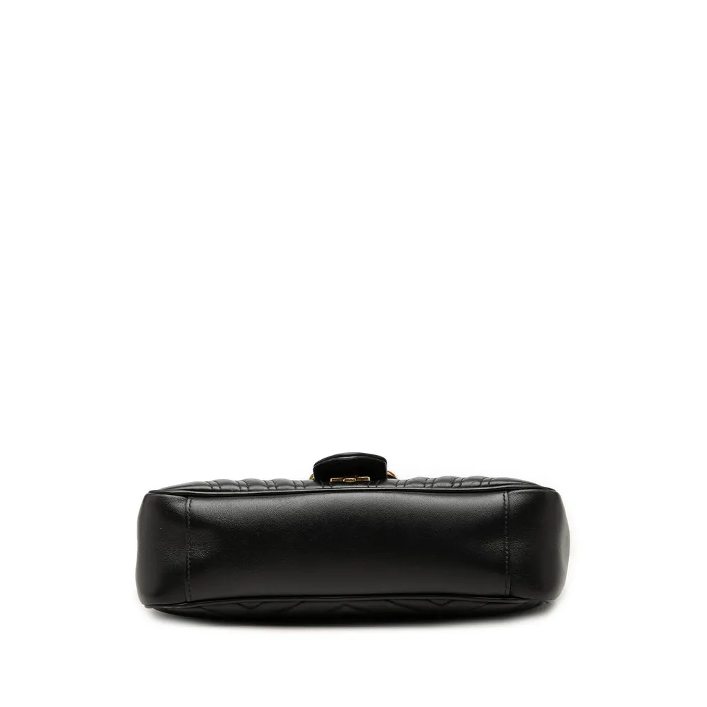 Gucci Medium GG Marmont Matelasse Calfskin Shoulder Bag Black Leather Good - Inside View