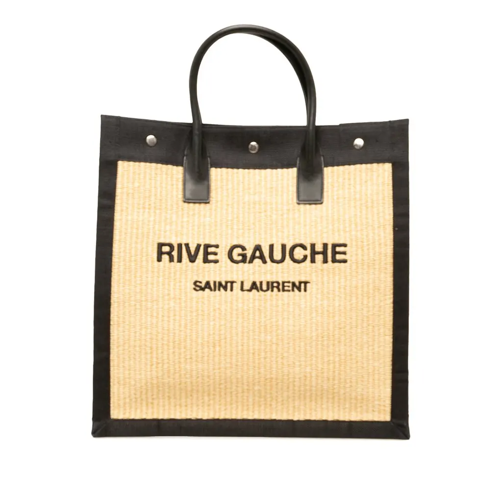 Saint Laurent Raffia Rive Gauche North South Tote Beige Rattan Very good - Front View