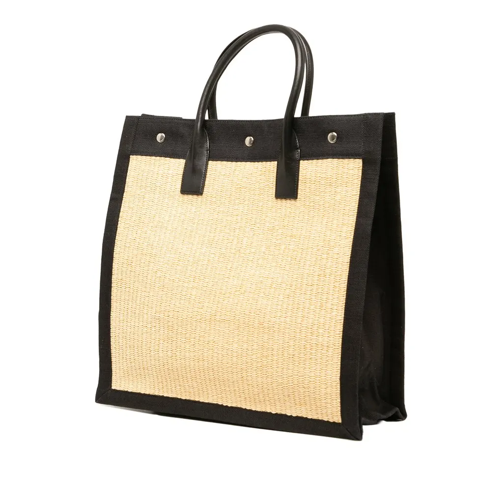 Saint Laurent Raffia Rive Gauche North South Tote Beige Rattan Very good - Back View