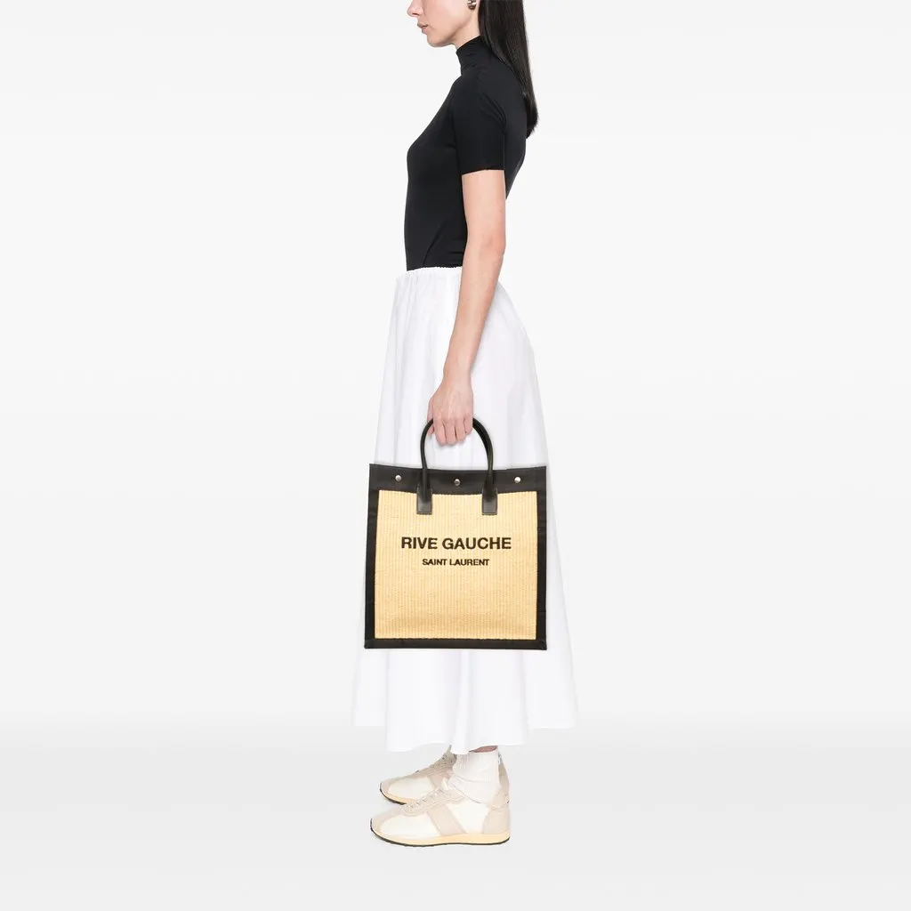 Saint Laurent Raffia Rive Gauche North South Tote Beige Rattan Very good - Box View