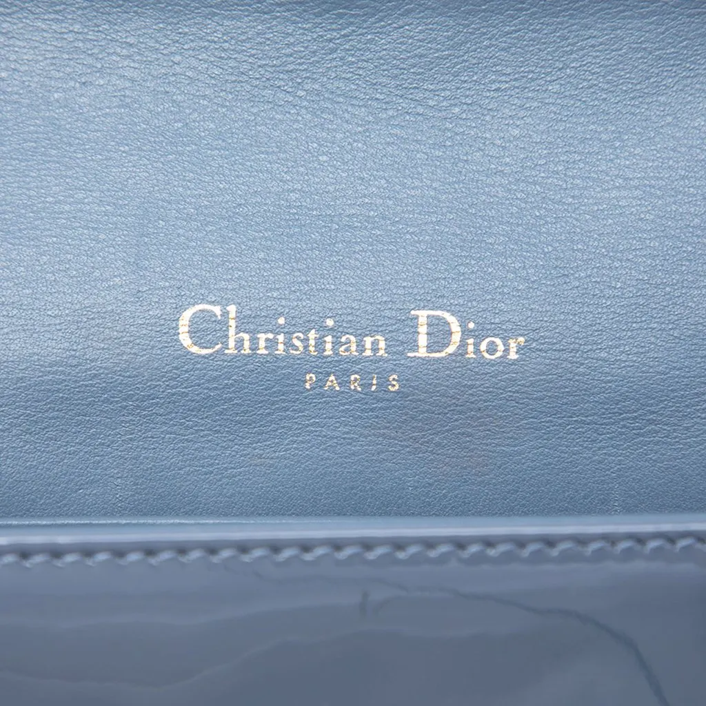 Dior Patent Cannage Lady Dior Wallet On Chain Grey Leather Good - Box View