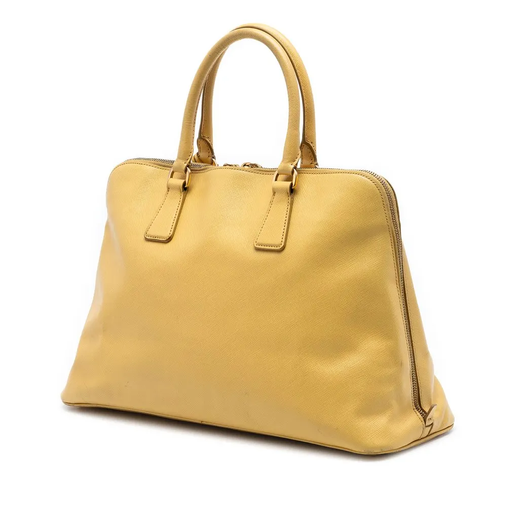 Prada Large Saffiano Lux Promenade Satchel Yellow Leather Very good - Back View