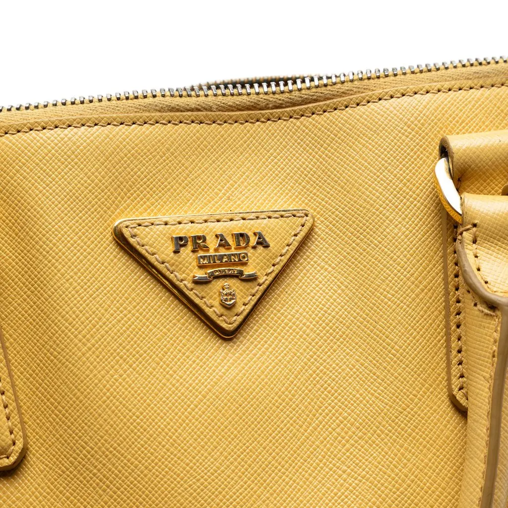 Prada Large Saffiano Lux Promenade Satchel Yellow Leather Very good - Box View