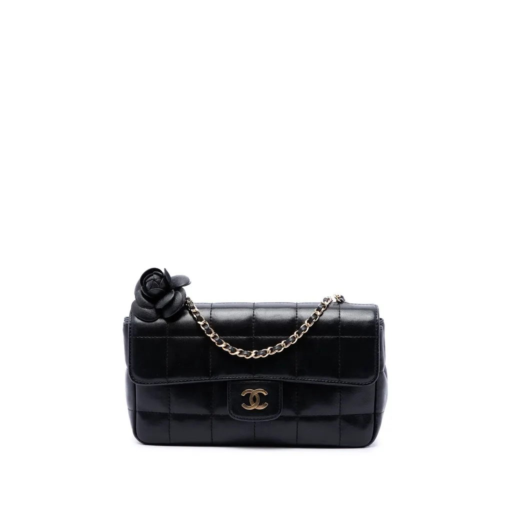 Chanel Mini CC Chocolate Bar Lambskin Camellia Flap