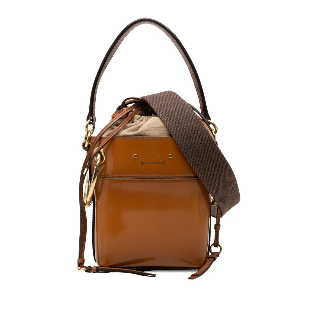 Chloé Mini Patent Roy Bucket Bag Brown Leather Very good - Front View