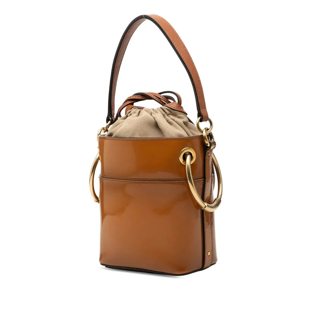 Chloé Mini Patent Roy Bucket Bag Brown Leather Very good - Back View