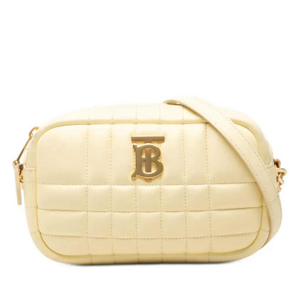 Burberry Mini Quilted Lambskin Lola Camera Bag Yellow Leather Very good - Front View