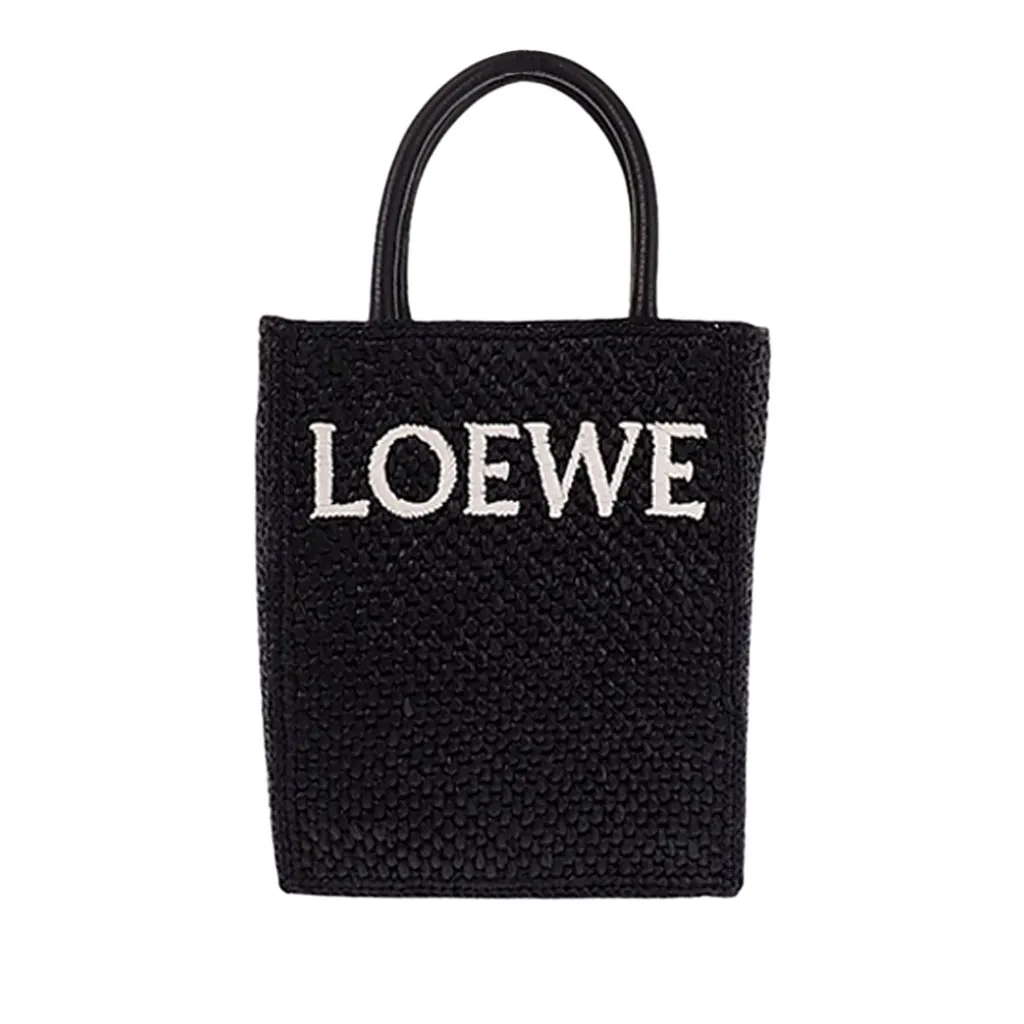 Loewe Raffia Standard A5 Satchel Black Rattan Very good - Front View