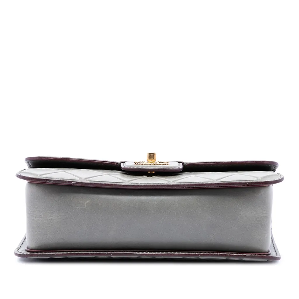 Chanel CC Quilted Debossed Calfskin Flap Grey Leather Good - Inside View