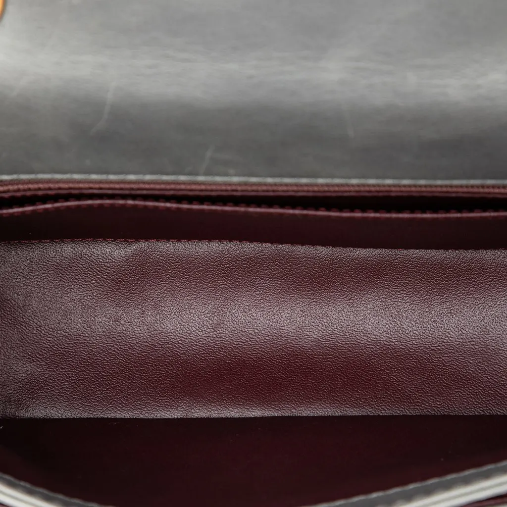 Chanel CC Quilted Debossed Calfskin Flap Grey Leather Good - Model View