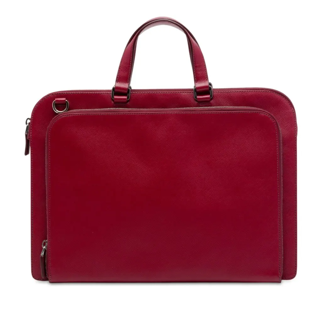 Prada Saffiano Business Bag Red Leather Very good - Front View