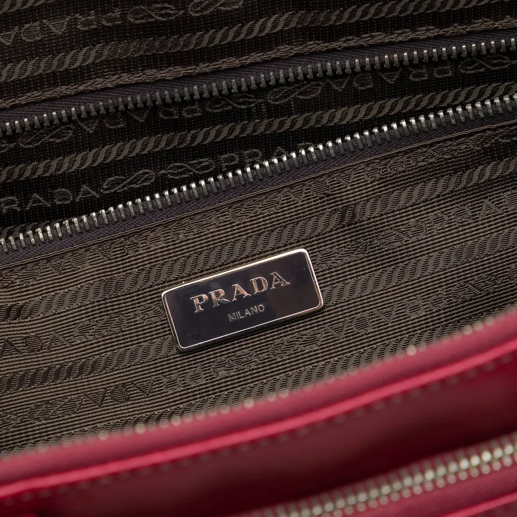Prada Saffiano Business Bag Red Leather Very good - Box View