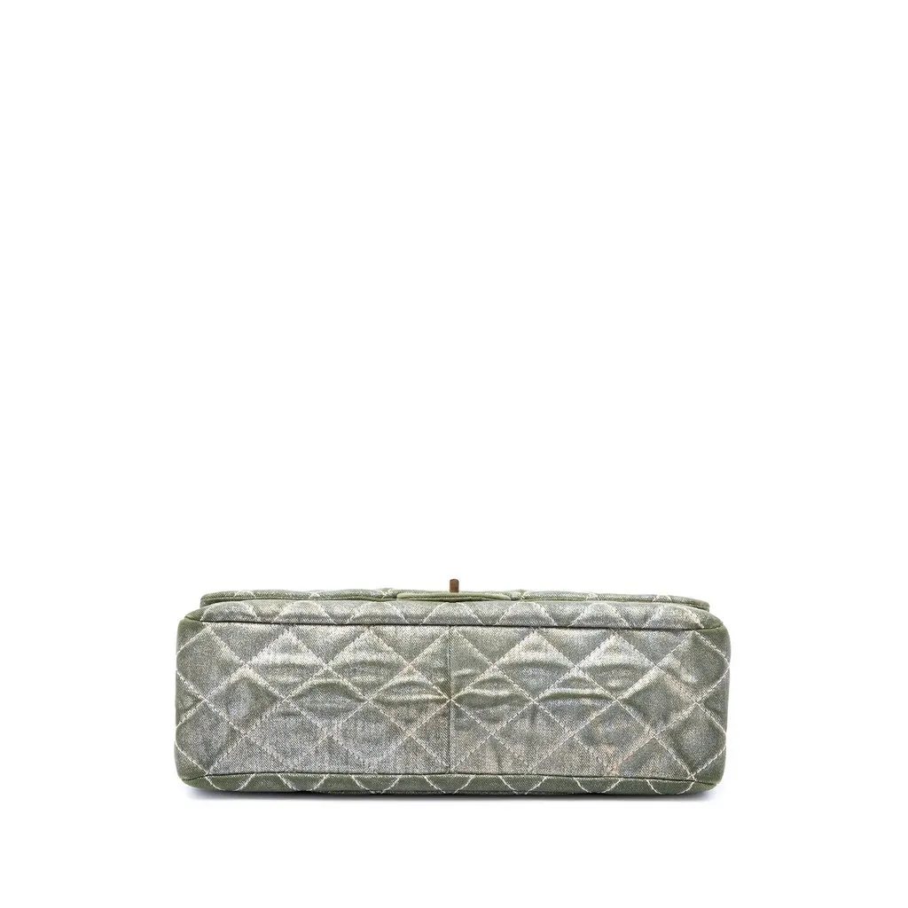Chanel Quilted Shimmering Denim Reissue 2.55 Double Flap 227 Green Very good - Inside View