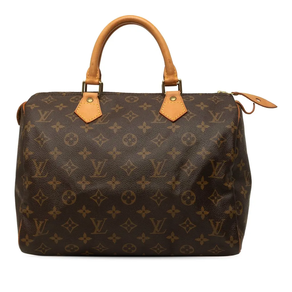 Louis Vuitton Monogram Speedy 30 Brown Canvas Good - Front View
