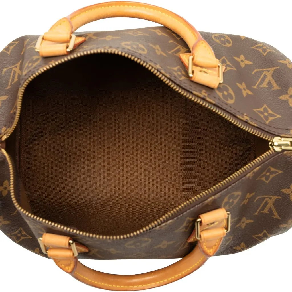 Louis Vuitton Monogram Speedy 30 Brown Canvas Good - Model View