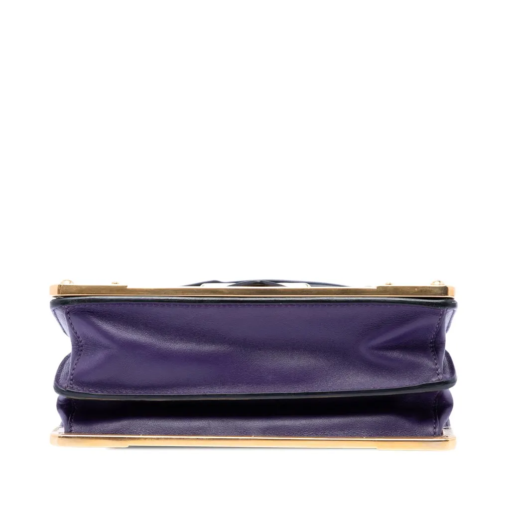 Prada Saffiano Trimmed City Calf Cahier Crossbody Purple Leather Very good - Inside View