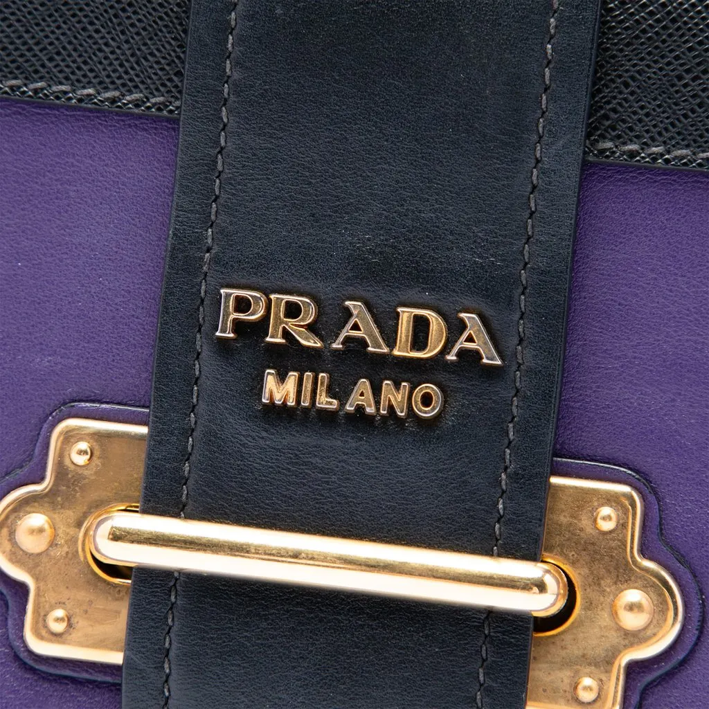 Prada Saffiano Trimmed City Calf Cahier Crossbody Purple Leather Very good - Box View