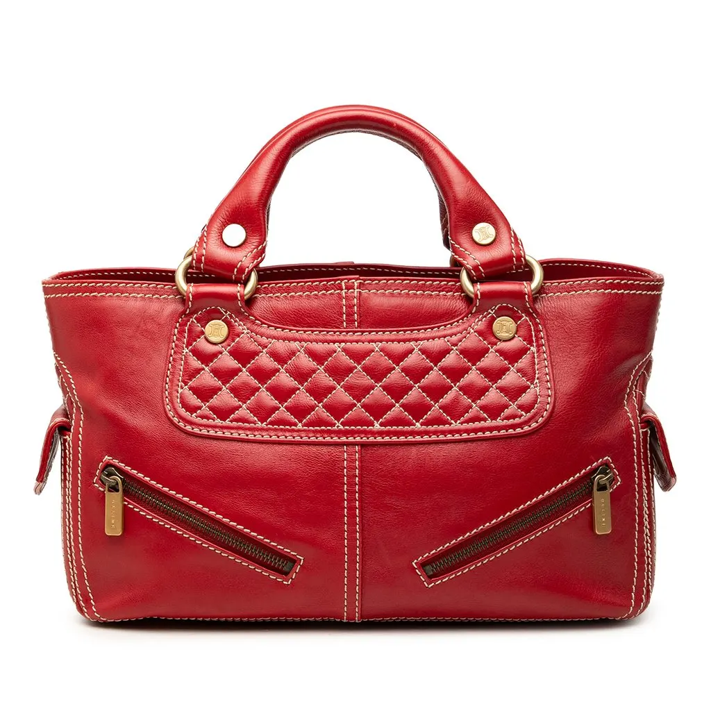 Celine Leather Biker Boogie Handbag Red Leather Very good - Front View