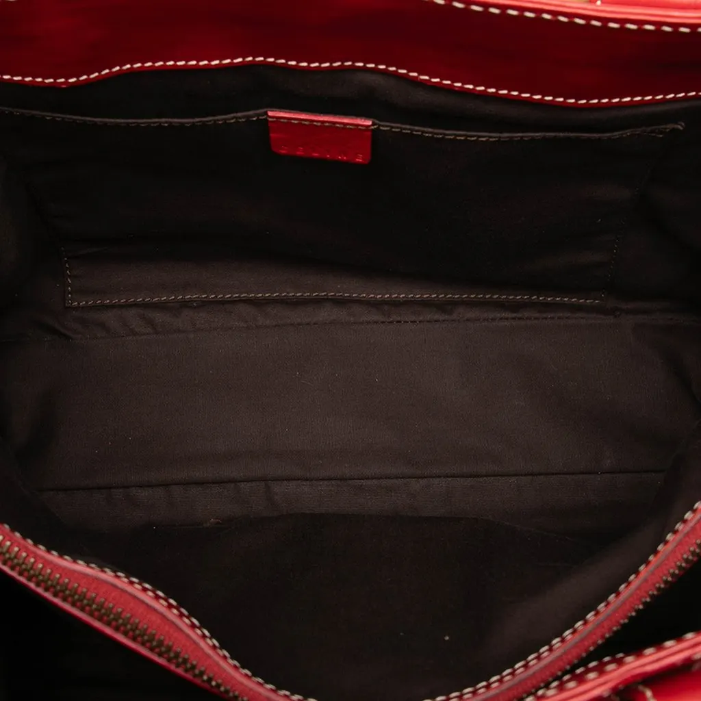Celine Leather Biker Boogie Handbag Red Leather Very good - Model View