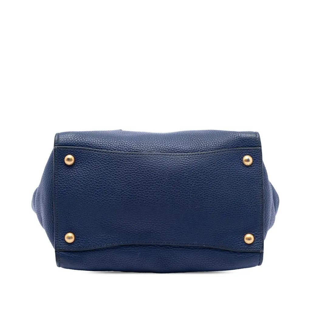 Prada Vitello Daino Sound Lock Satchel Blue Leather Very good - Inside View