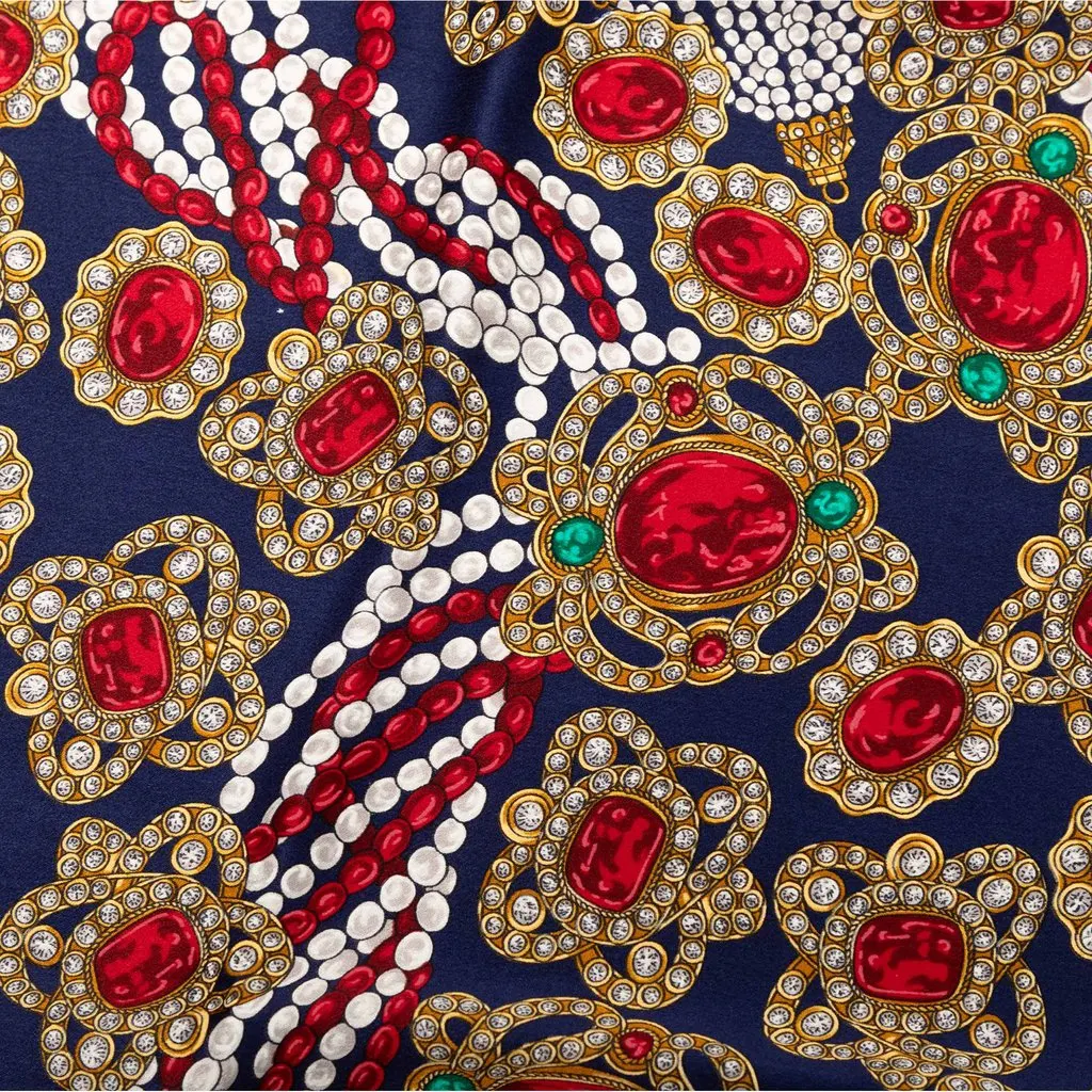 Chanel Gripoix Print Silk Scarf Blue Very good - Box View