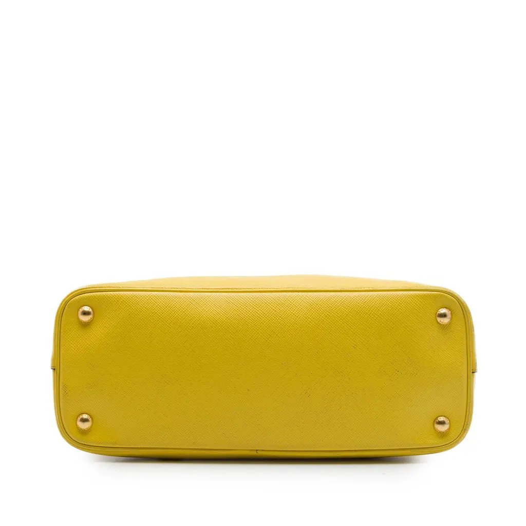 Prada Large Saffiano Cuir Dome Satchel Yellow Leather Very good - Inside View