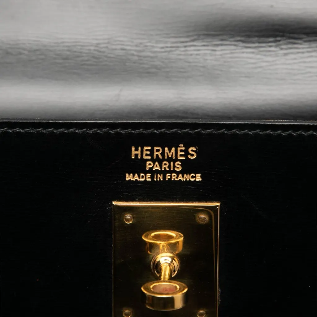 Hermès Box Calf Kelly Sellier 35 Black Leather Good - Box View