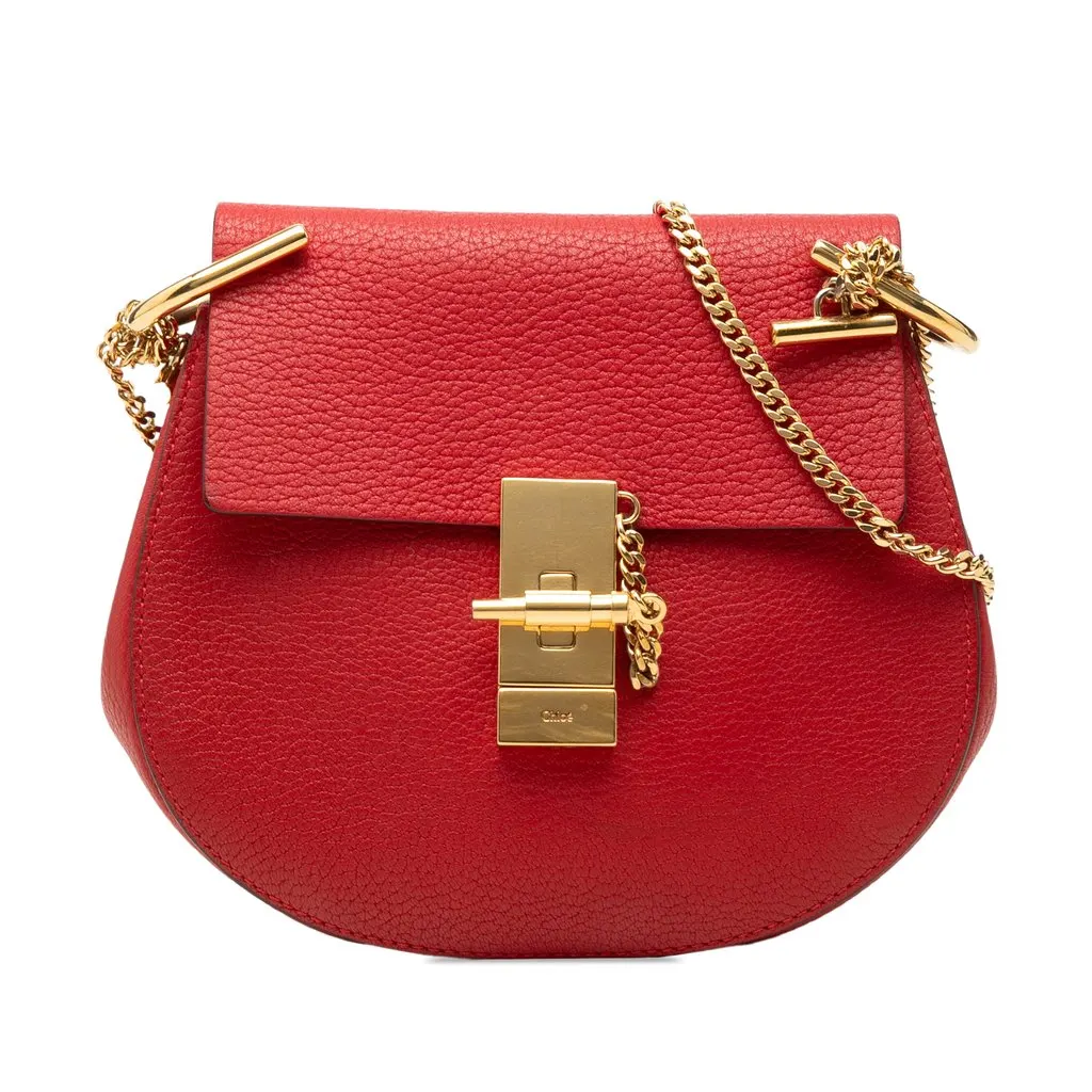 Chloé Mini Leather Drew Crossbody Red Leather Very good - Front View