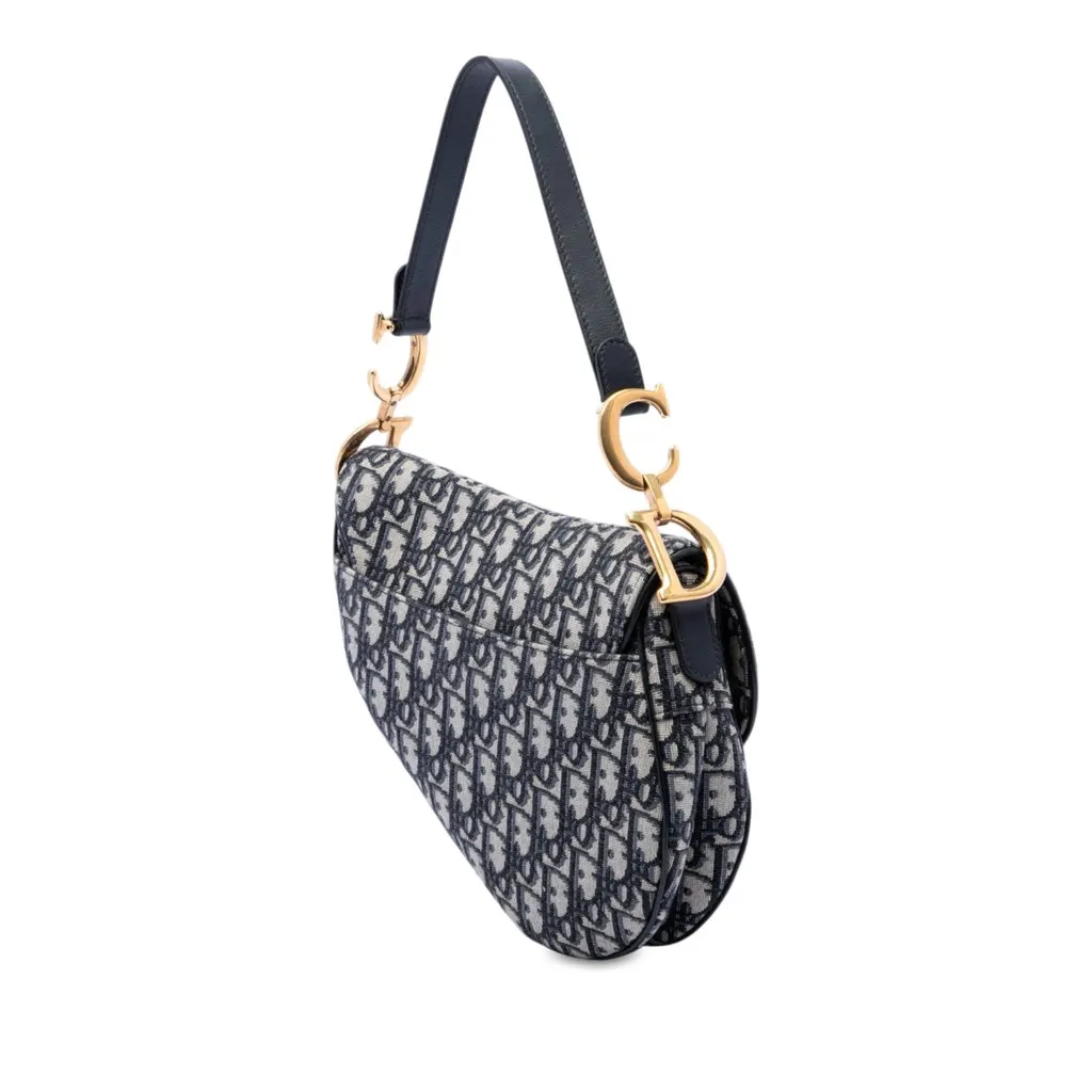 Dior Oblique Canvas Saddle Bag Blue Very good - Back View