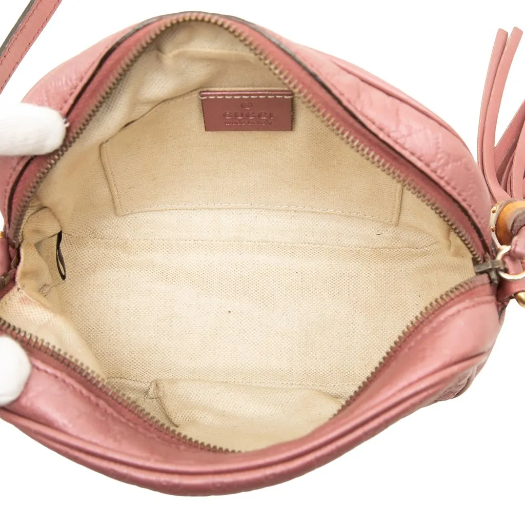 Gucci Metallic Microguccissima Sunshine Disco Camera Bag Pink Leather Good - Model View