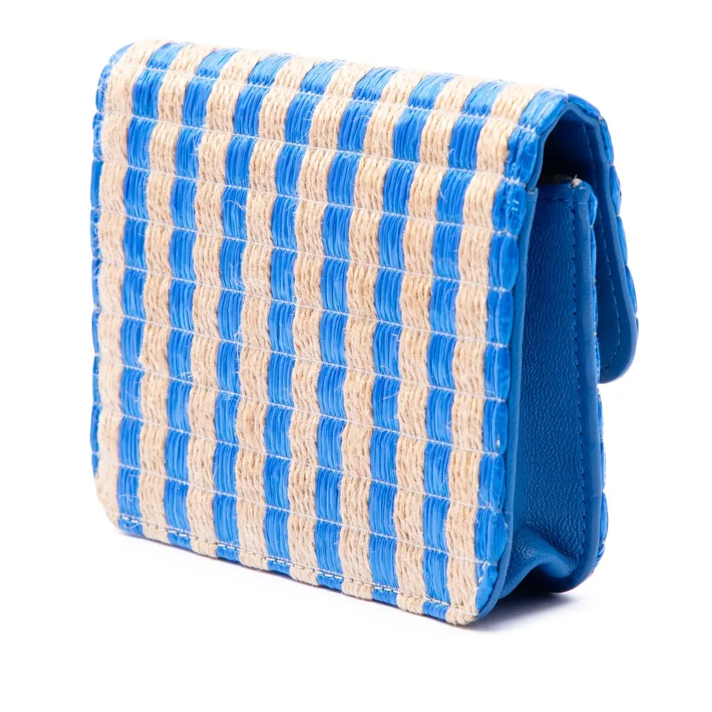 Chanel CC Raffia and Jute Striped Belt Bag Blue Very good - Back View