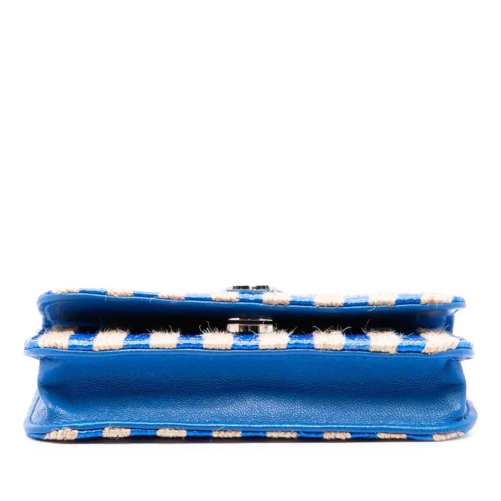 Chanel CC Raffia and Jute Striped Belt Bag Blue Very good - Inside View