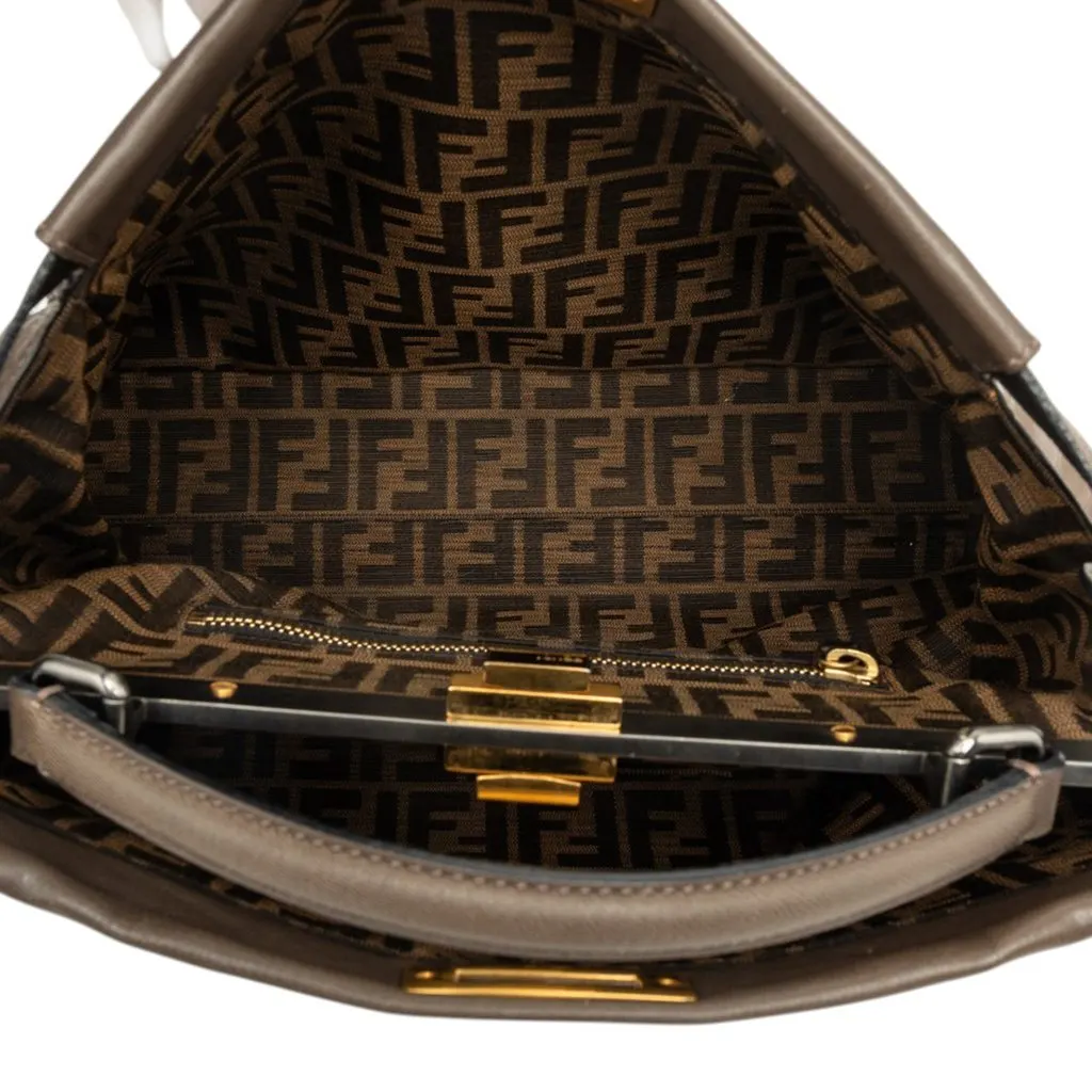 Fendi Large Leather Peekaboo Iconic Satchel Brown Leather Very good - Model View