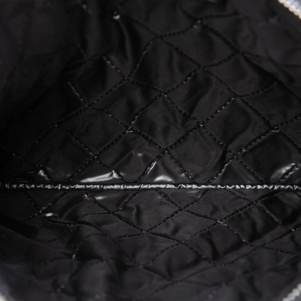 Chanel Small Quilted Crinkled Patent O Case Clutch Black Leather Very good - Inside View