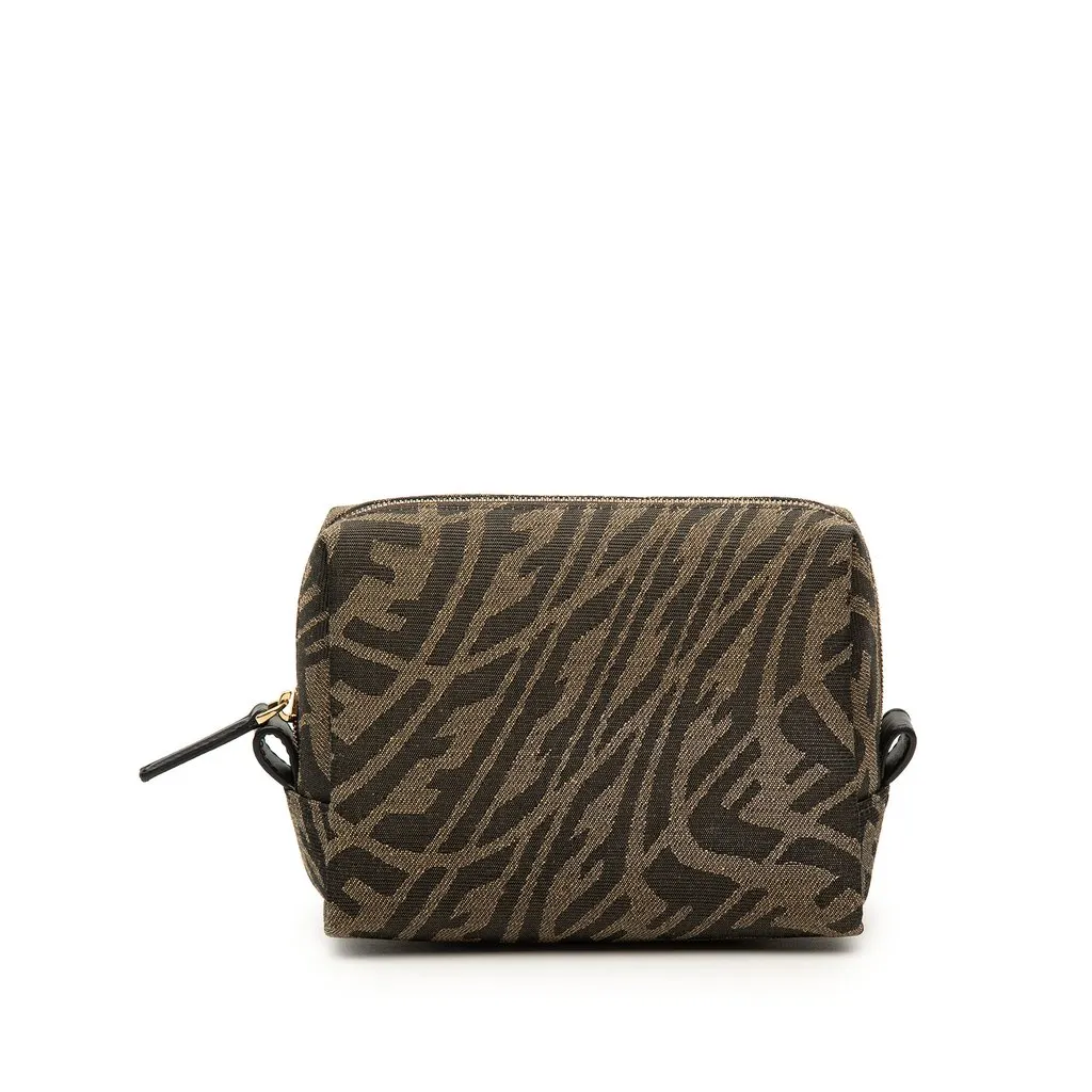 Fendi Sarah Coleman Small Zucca Canvas Vertigo Cosmetic Pouch Brown Very good - Front View