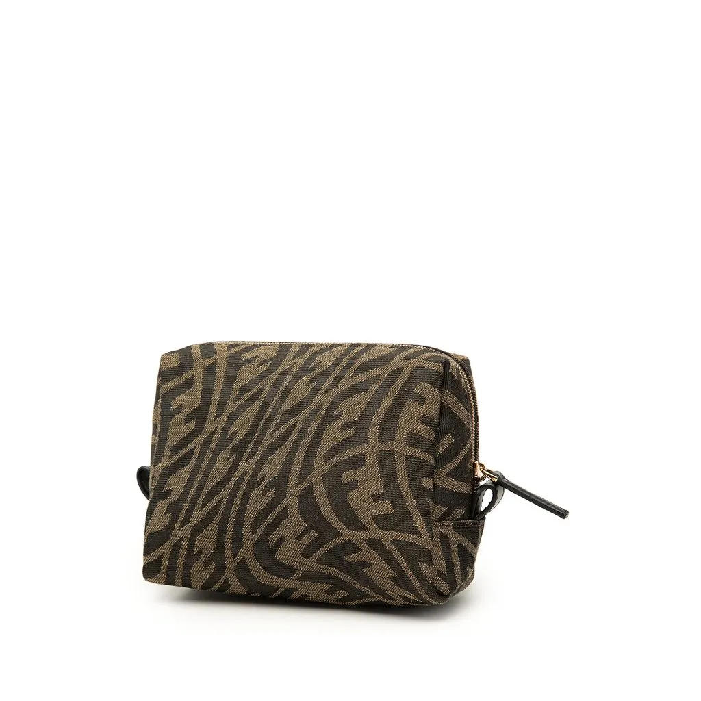 Fendi Sarah Coleman Small Zucca Canvas Vertigo Cosmetic Pouch Brown Very good - Back View